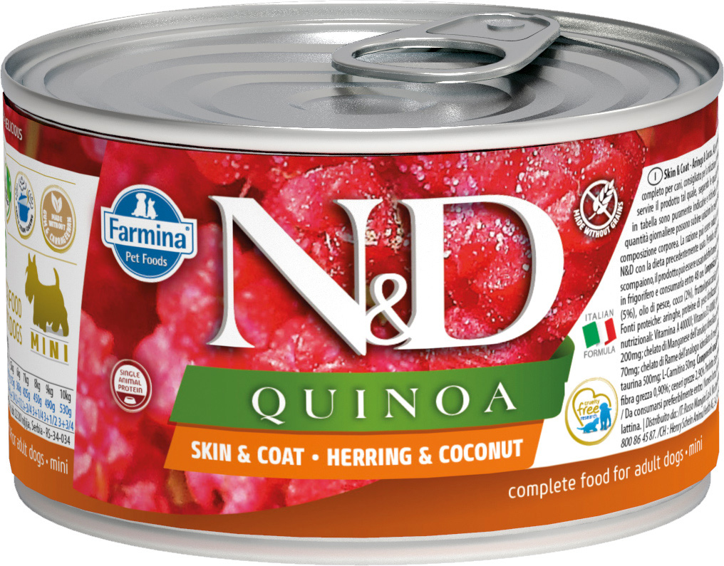 

Farmina Dog N&d Quinoa Adult Mini Herring & Coconut беззерновые для взрослых собак маленьких пород с киноа, сельдью и кокосом (140 гр х 6 шт)