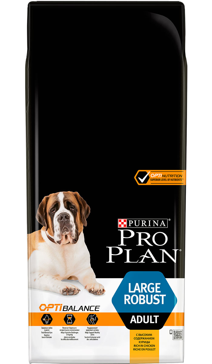 

Purina Pro Plan Adult Dog Optibalance Large Robust для взрослых собак крупных пород мощного телосложения с курицей и рисом (14 + 14 кг)