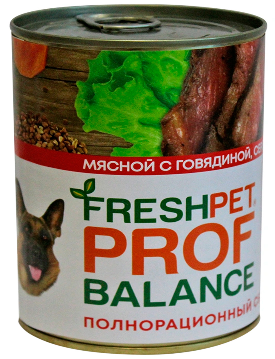 

Freshpet Prof Balance для взрослых собак с говядиной, сердцем и гречкой (850 гр х 6 шт)