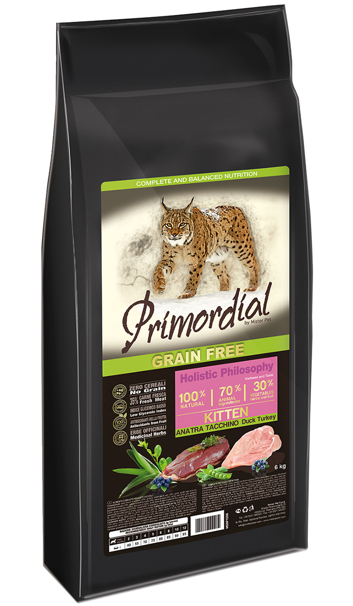 

Primordial Kitten беззерновой для котят с уткой и индейкой (2 кг)