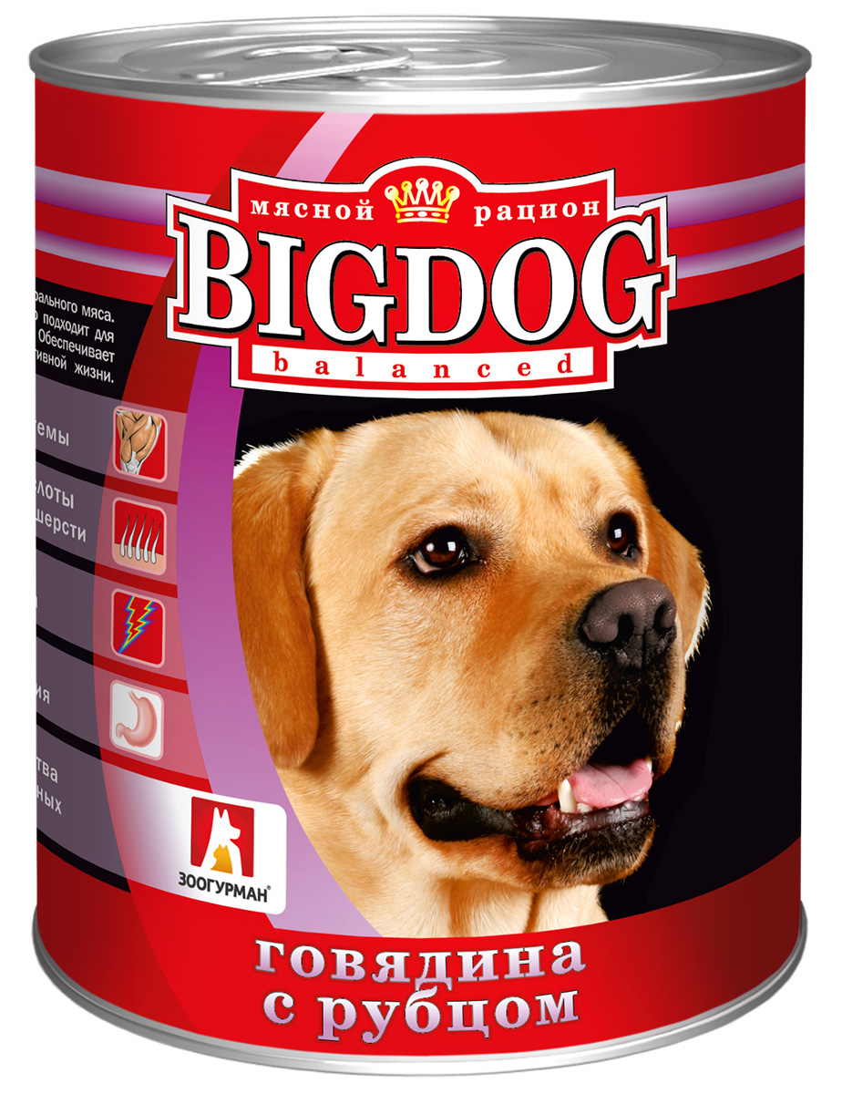 

зоогурман Big Dog для взрослых собак с говядиной и рубцом (850 гр х 9 шт)