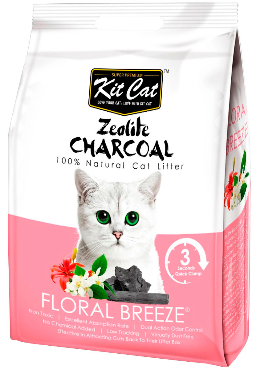 

Kit Cat Zeolite Charcoal Floral Breeze наполнитель комкующийся для туалета кошек с ароматом цветов (4 кг)