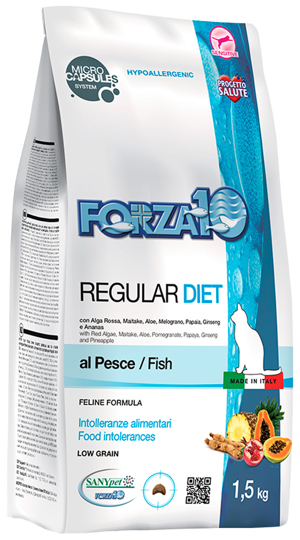 

Forza10 Cat Regular Diet для взрослых кошек при аллергии с рыбой (1,5 кг)