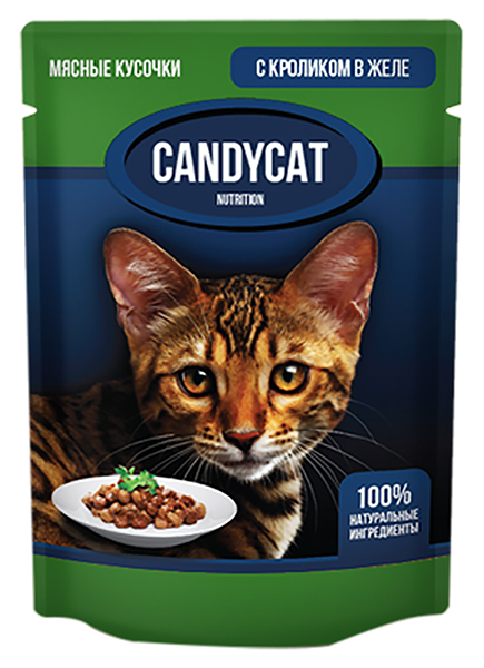 

Candycat для взрослых кошек с кроликом в желе (85 гр)