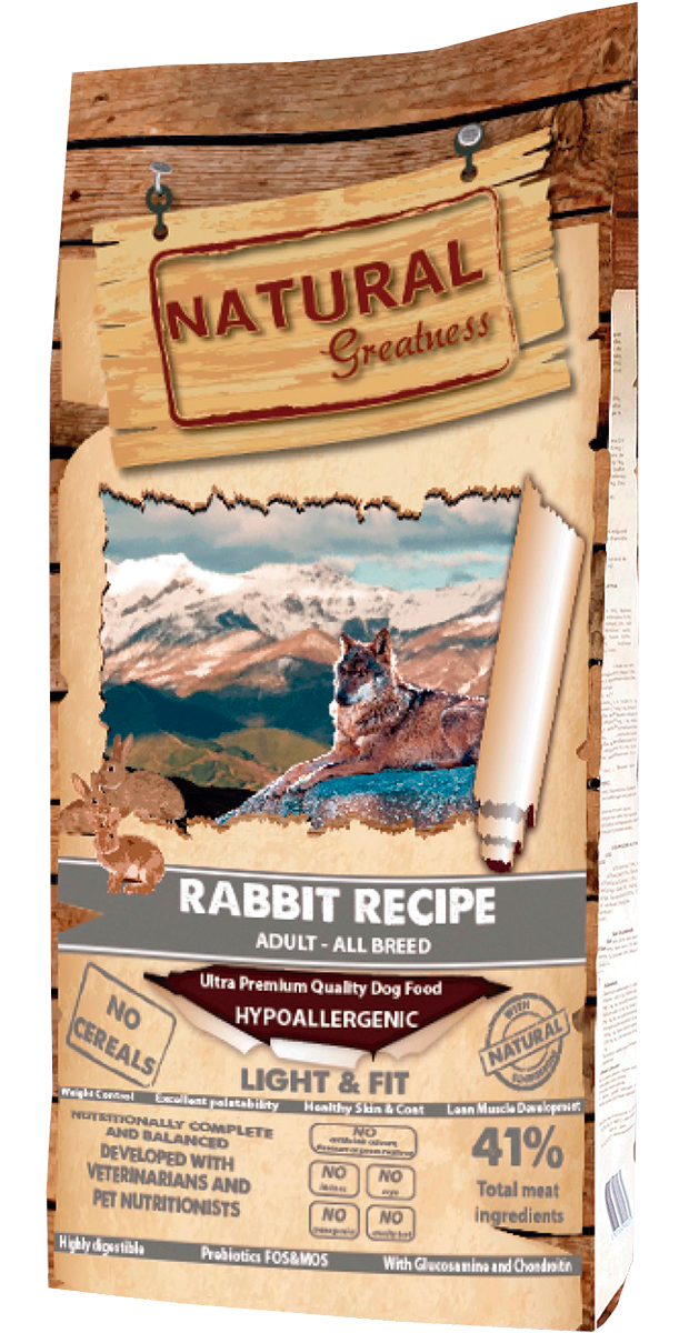 

Natural Greatness Rabbit Recipe Light & Fit монобелковый диетический для взрослых собак с кроликом (2 кг)