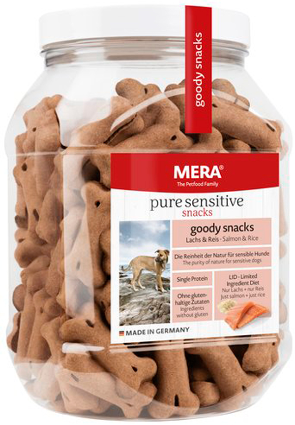 

Лакомство Mera Pure Sensitive Goody Snacs Lachs & Reiseis для собак с чувствительным пищеварением снеки с лососем и рисом 600 гр (1 шт)