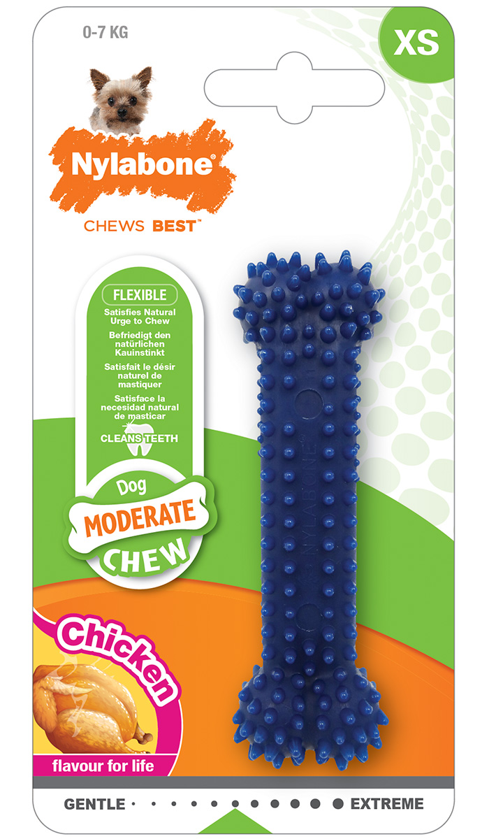 

Игрушка для собак Nylabone Moderate Dental Chew косточка для зубов умеренно-жесткая с ароматом курицы Xs (1 шт)