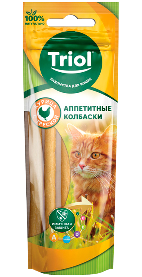 

Лакомство Triol для кошек колбаски аппетитные с курицей и треской (40 гр)