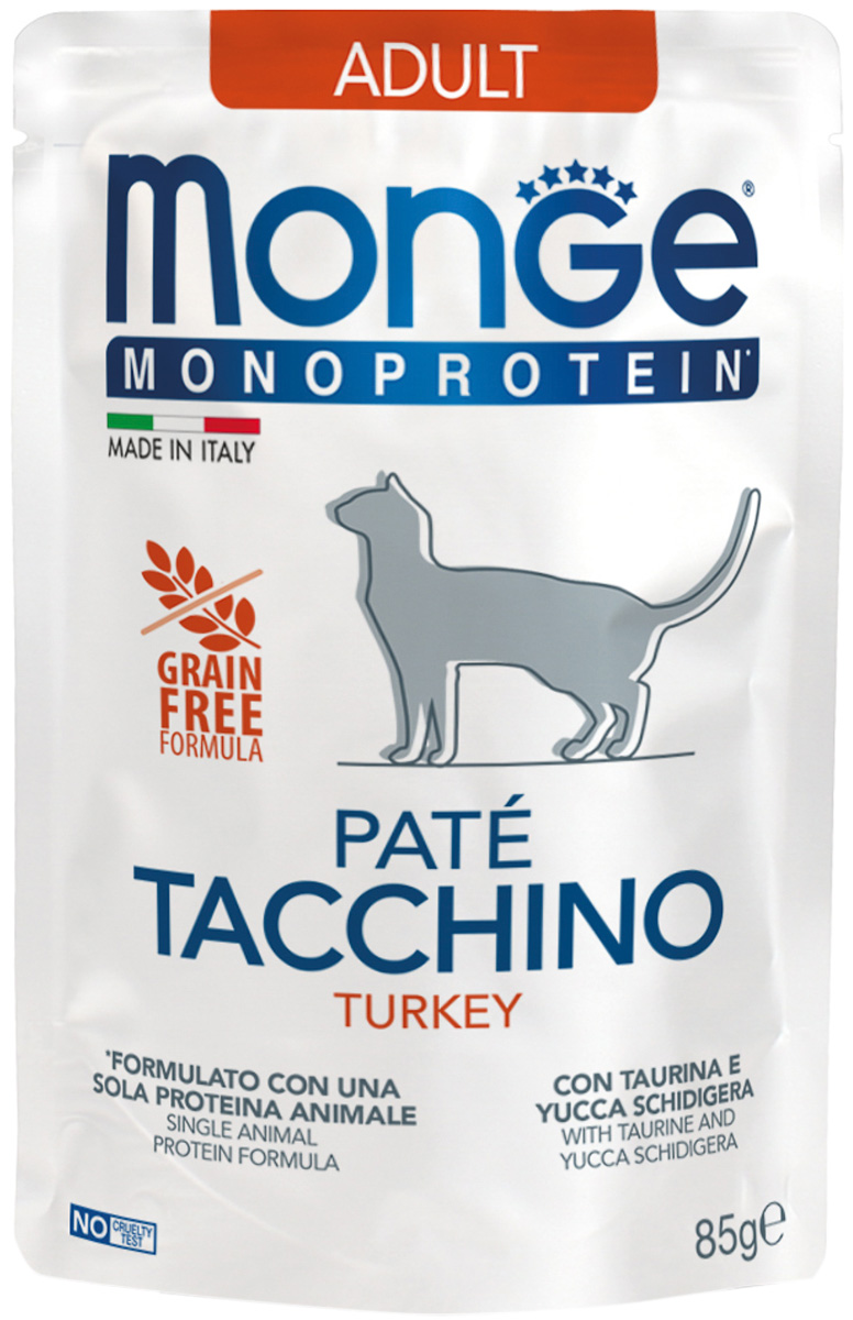 

Monge Monoprotein Cat монобелковые для взрослых кошек с индейкой (85 гр х 28 шт)