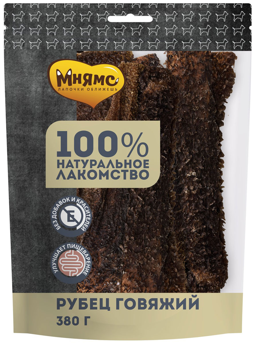 

Лакомство мнямс для собак рубец говяжий сушеный 380 гр (1 шт)