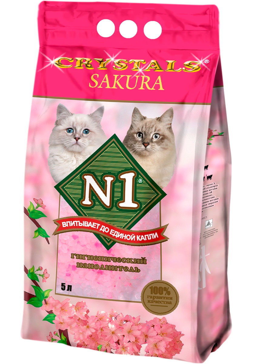 

№ 1 Crystals Sakura наполнитель силикагелевый для туалета кошек Сакура (5 л)