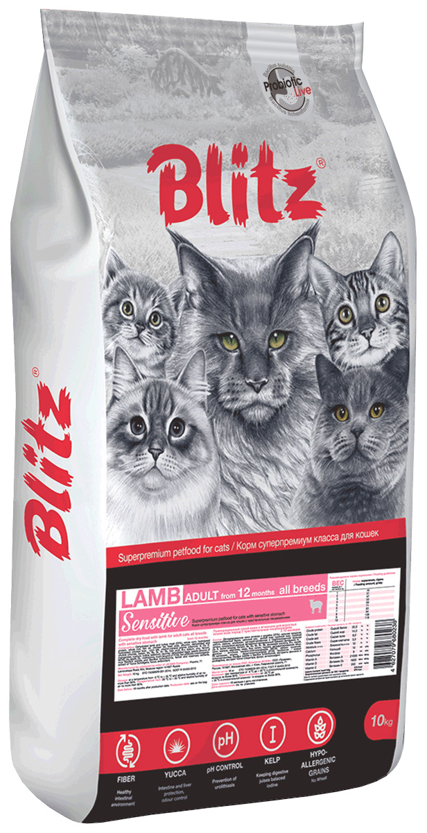 

Blitz Sensitive Adult Cat Lamb для взрослых кошек с ягненком (2 кг)