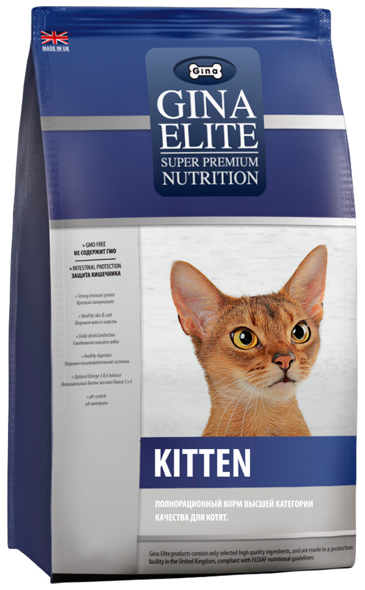 

Gina Elite Kitten для котят с птицей и белой рыбой (1 кг)