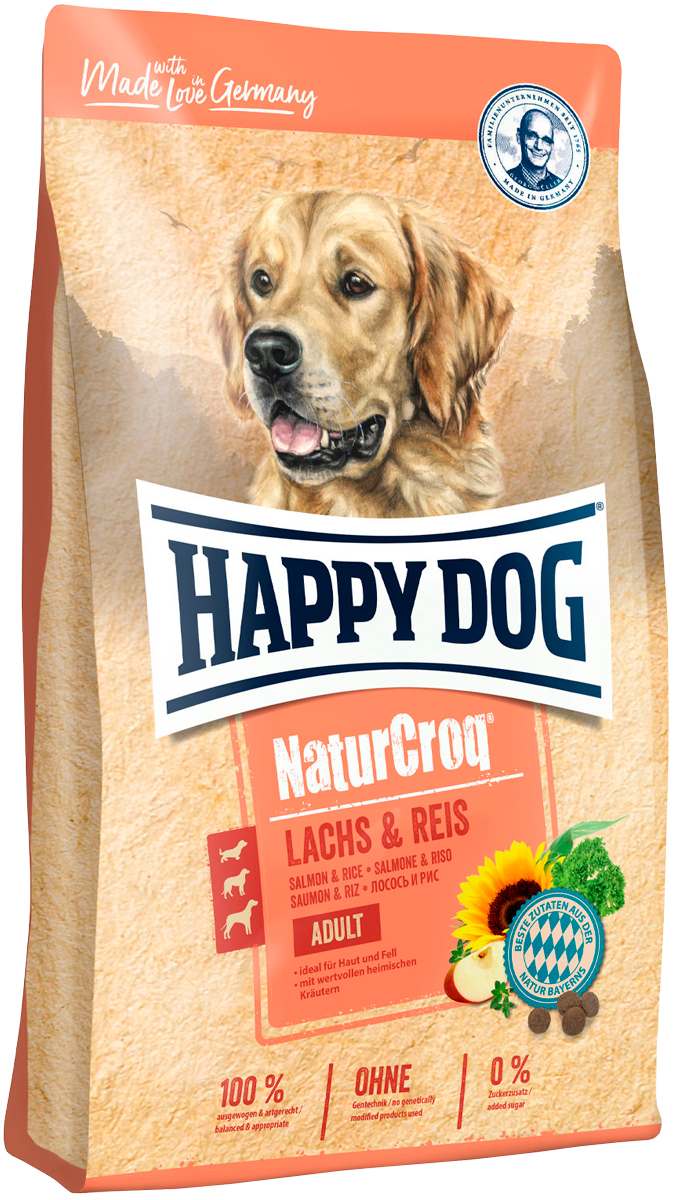 

Happy Dog Naturcroq Lachs & Reis для взрослых собак всех пород с чувствительным пищеварением с лососем и рисом (12 + 12 кг)