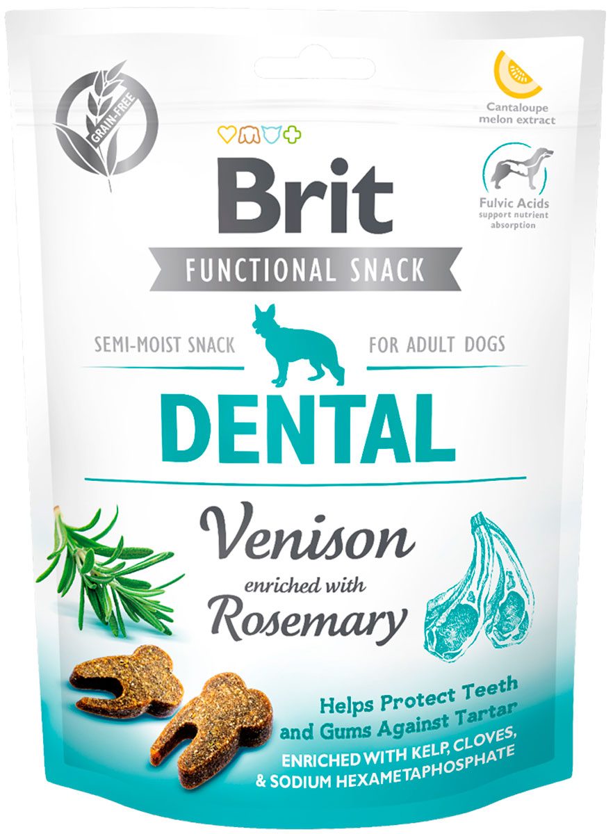 

Лакомство Brit Care Dental Venison для взрослых собак для зубов с олениной и розмарином (150 гр)