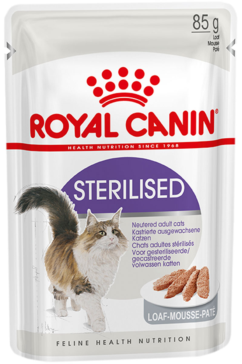 

Royal Canin Sterilised для взрослых кастрированных котов и стерилизованных кошек паштет (85 гр х 12 шт)