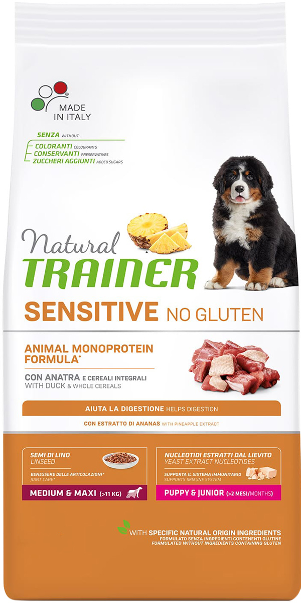 

Trainer Natural Sensitive No Gluten Medium & Maxi Puppy & Junior Duck безглютеновый для щенков средних и крупных пород с уткой (12 кг)