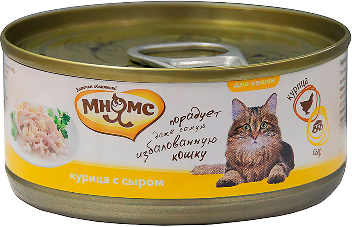 

мнямс для взрослых кошек с курицей и сыром в желе (70 гр)