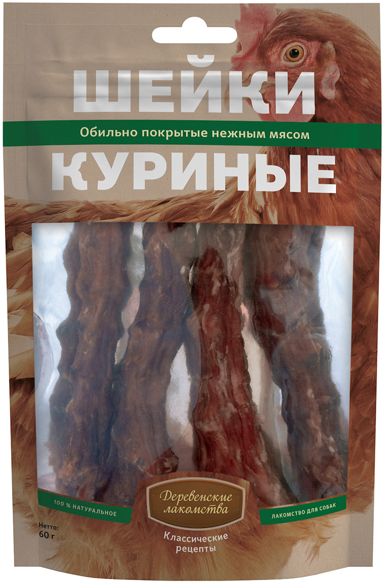 

Лакомства деревенские классические рецепты для собак шейки куриные (60 гр х 10 шт)