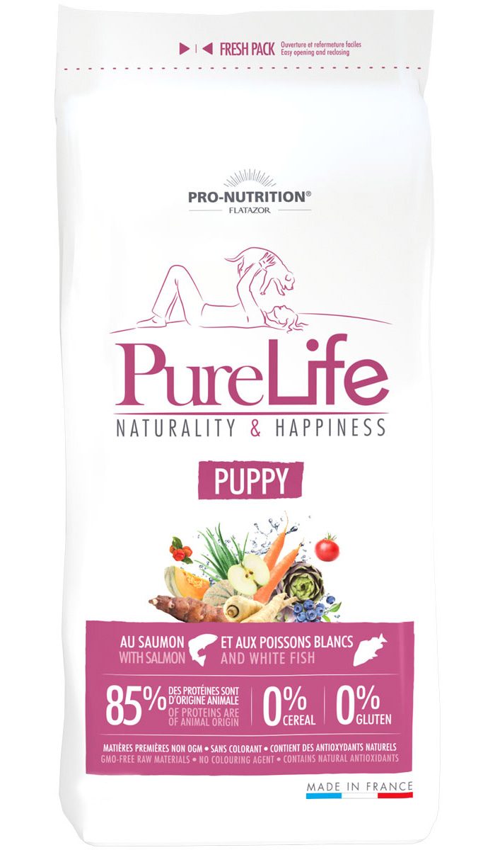 

Flatazor Pure Life Puppy для щенков всех пород с лососем и белой рыбой (12 + 12 кг)