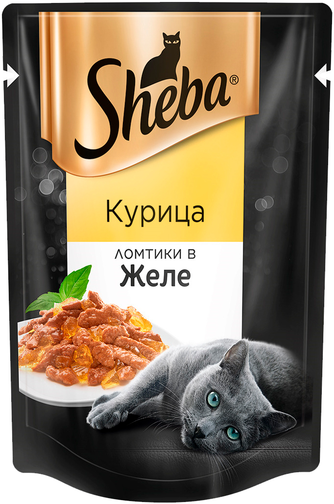 

Sheba для взрослых кошек ломтики в желе с курицей (85 гр)