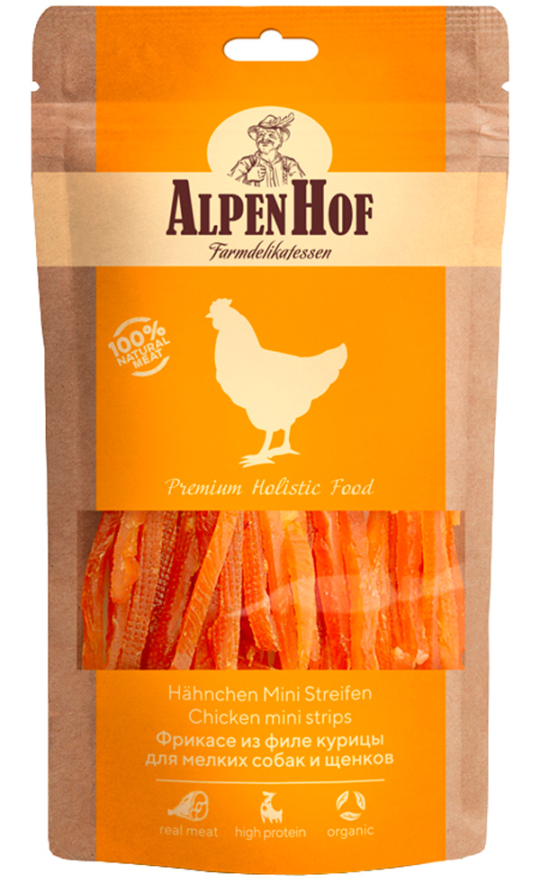 

Лакомство AlpenHof для собак маленьких пород и щенков фрикасе с курицей 50 гр (1 уп)