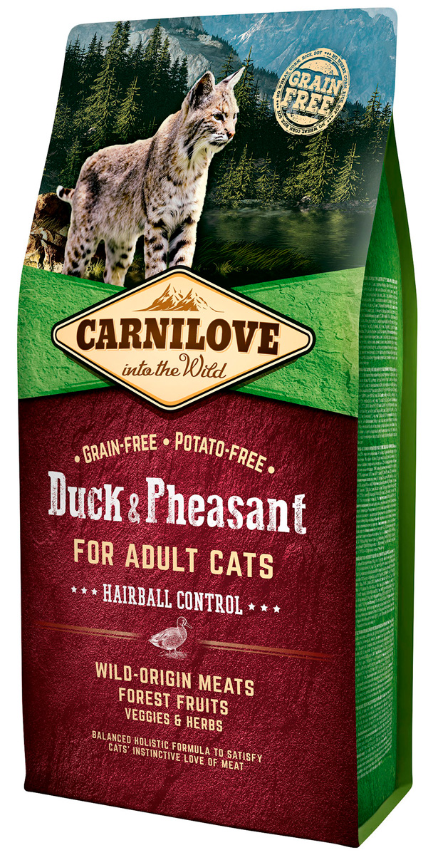 

Brit Carnilove Cat Adult Hairball Control Duck & Pheasant беззерновой для взрослых кошек для вывода шерсти с уткой и фазаном (6 кг)