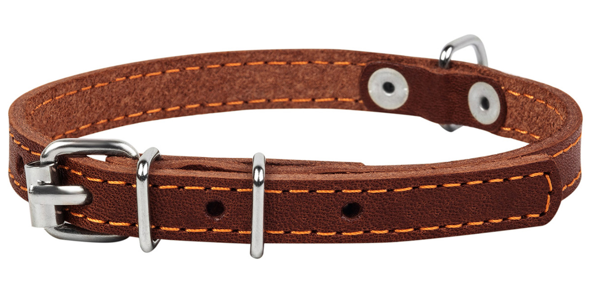 

Ошейник кожаный для собак одинарный коричневый 12 мм 24 – 32 см Collar (1 шт)