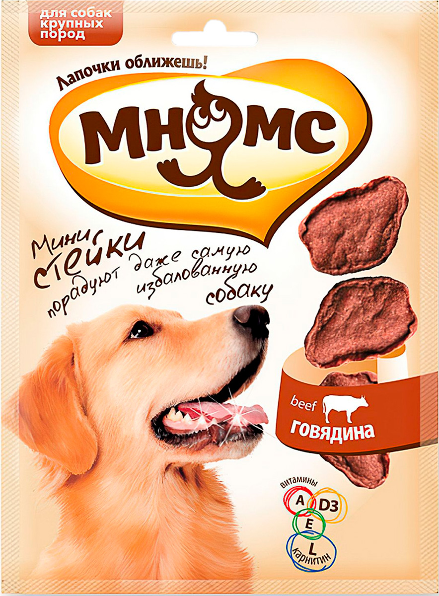 

Лакомство мнямс для собак крупных пород стейки (75 гр)