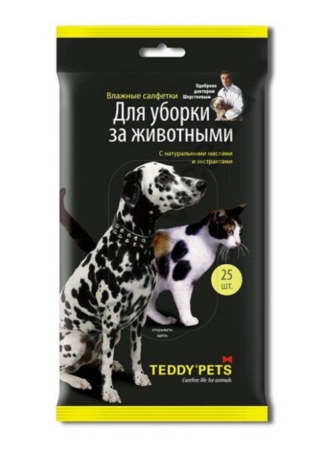 

Teddy Pets – Салфетки влажные для уборки за животными (25 шт)