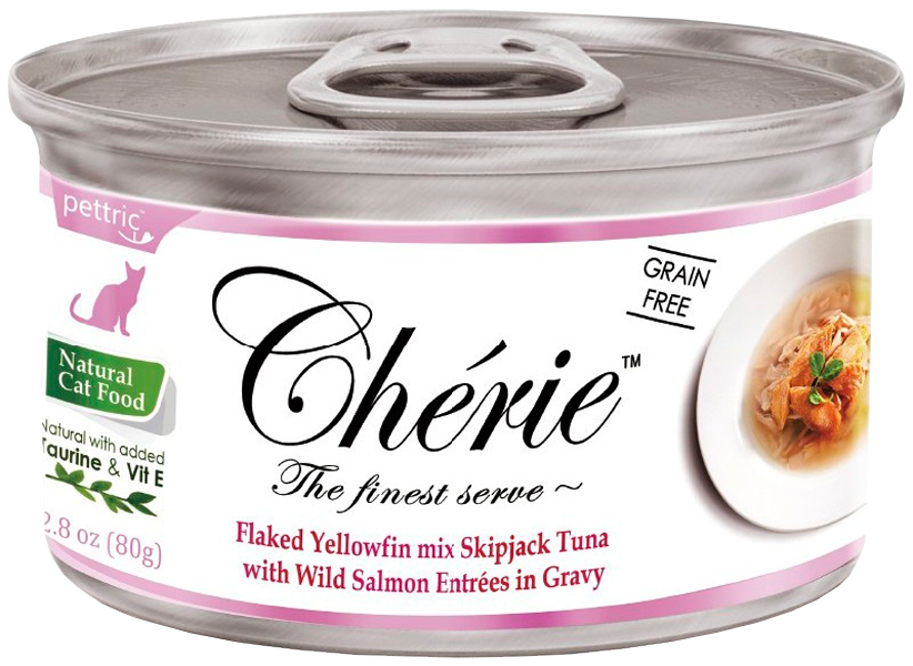 

Pettric Cherie Adult Cat Grain Free Tuna & Salmon беззерновые для взрослых кошек с тунцом и лососем в подливе (80 гр)