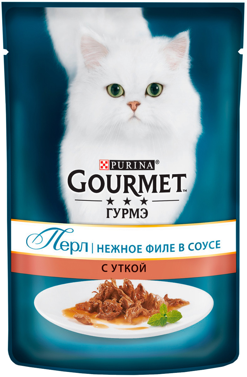 

Gourmet Perle для взрослых кошек нежное филе с уткой в соусе (85 гр)