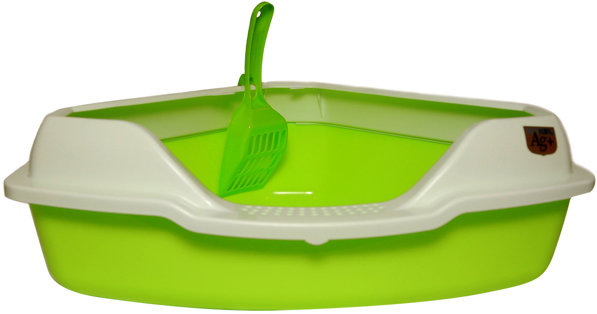 

Homecat лоток угловой для кошек с бортиком и совком зеленый 56 х 42 х 18 см (1 шт)