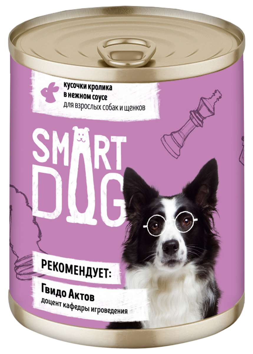 

Smart Dog для собак и щенков с кусочками кролика в соусе (400 гр х 9 шт)