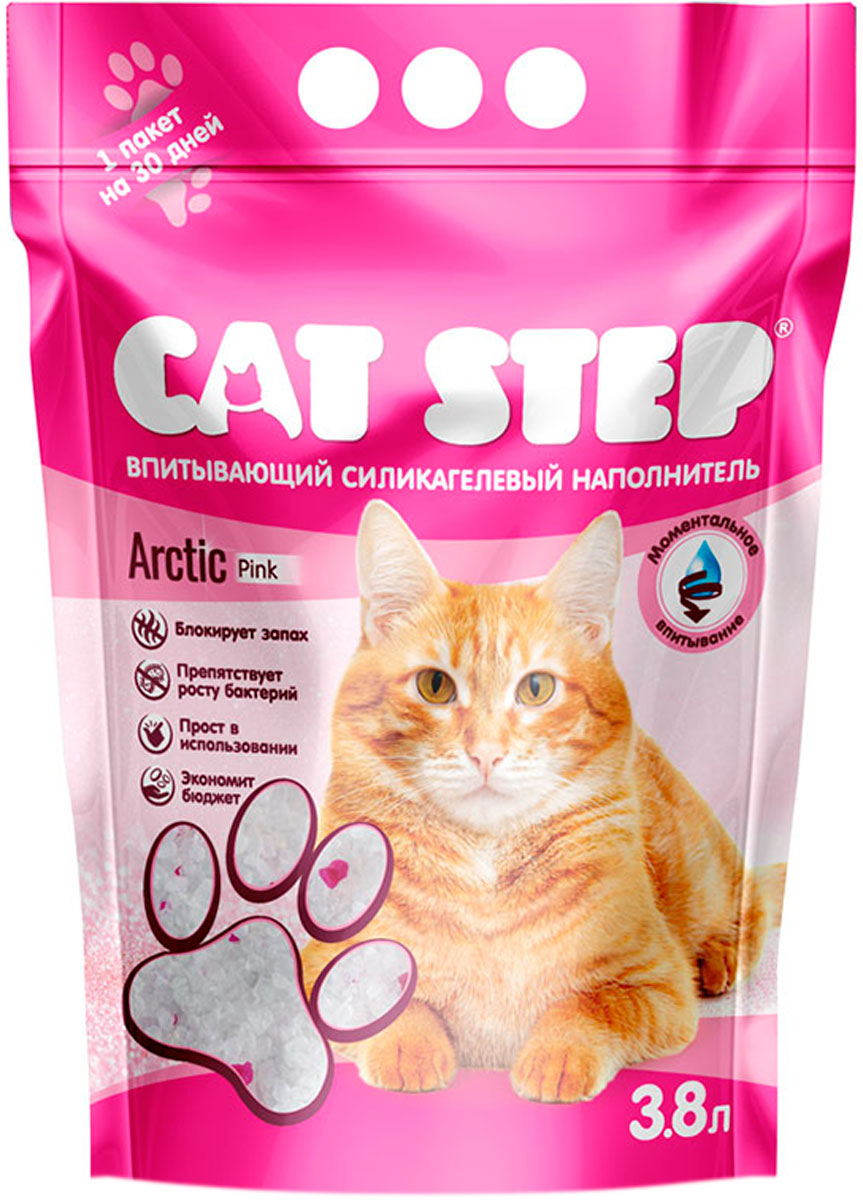 

Cat Step Arctic Pink наполнитель силикагелевый впитывающий для туалета кошек (1,67 кг)