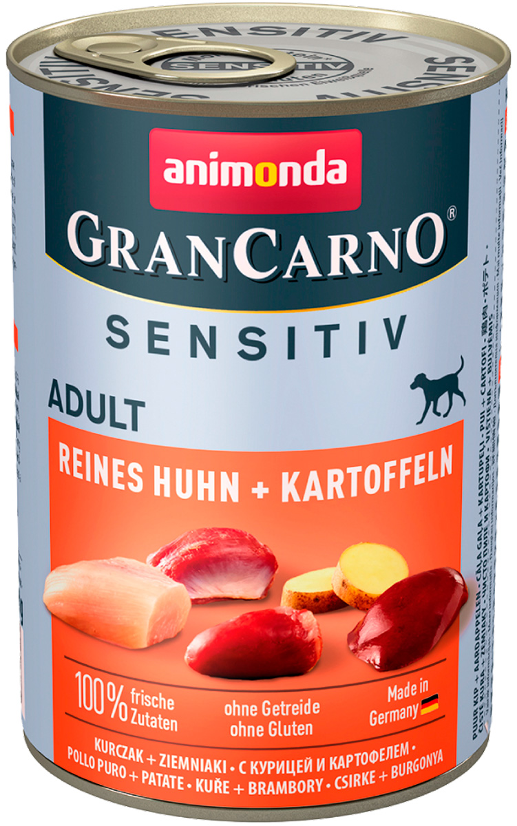 

Animonda Gran Carno Sensitiv Adult Reines Hunt & Kartoffeln для взрослых собак с курицей и картофелем (400 гр)