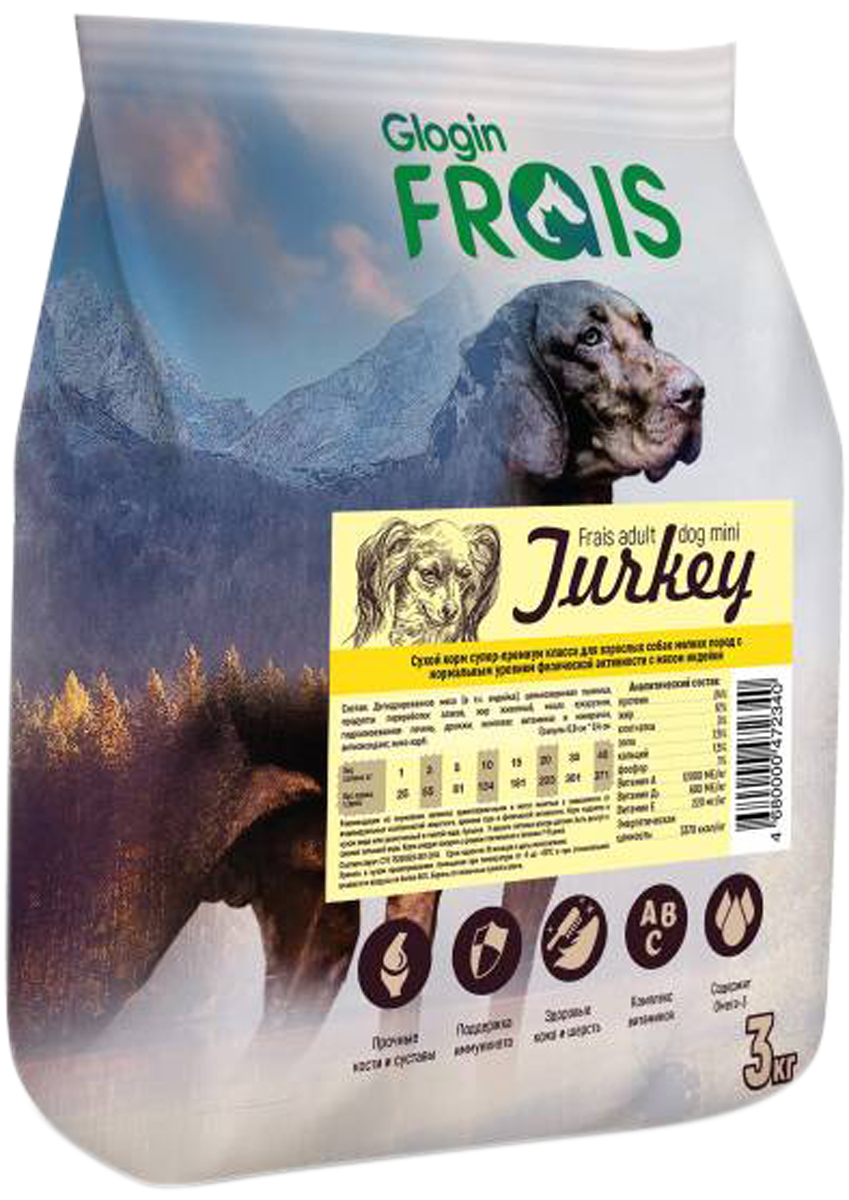 

Frais Adult Dog Mini Turkey для взрослых собак мелких пород с индейкой (0,5 кг)