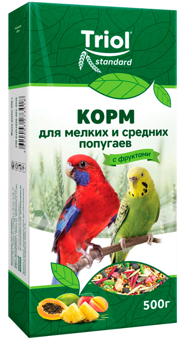 

Triol Standard корм для средних и мелких попугаев с фруктами (500 гр)