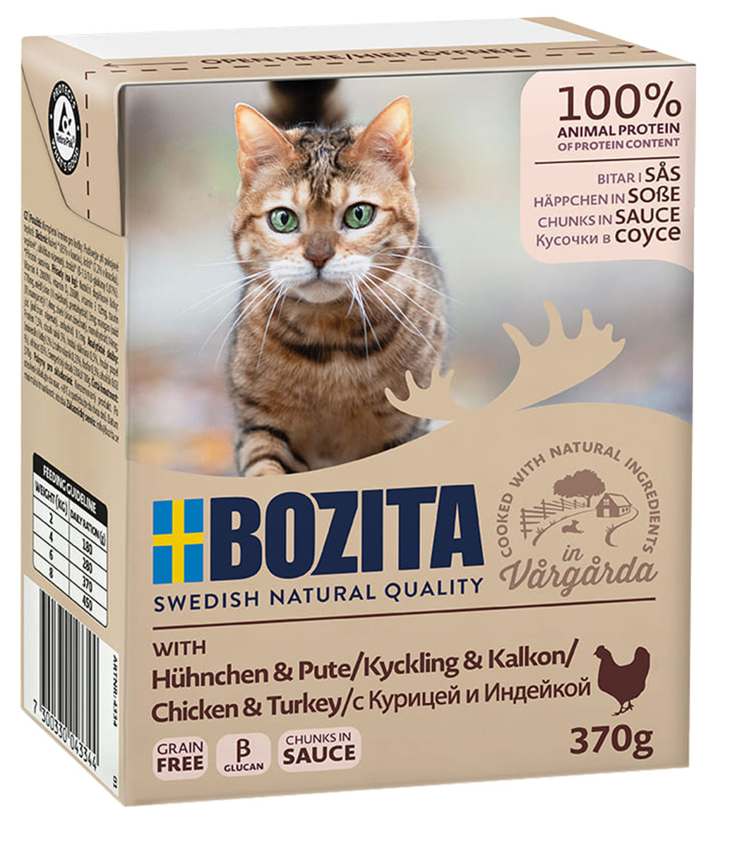 

Bozita Chunks In Sauce Chicken & Turkey для взрослых кошек с курицей и индейкой в соусе (370 гр)