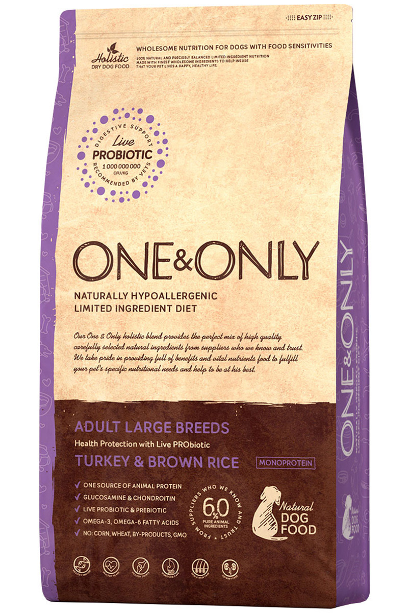 

One&only Adult Large Breeds Turkey & Rice для взрослых собак крупных пород с индейкой и рисом (3 кг)
