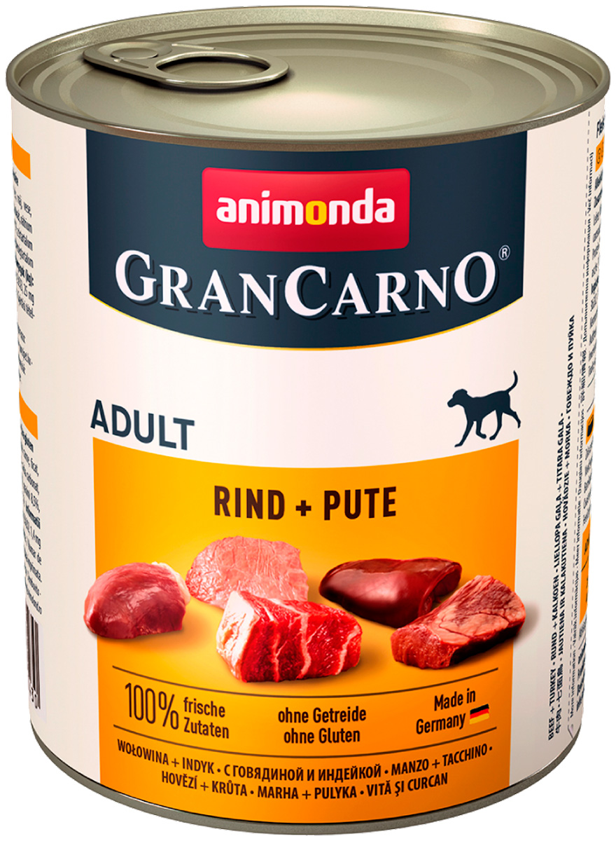 

Animonda Gran Carno Original Adult Rind & Pute для взрослых собак с говядиной и индейкой (400 гр)