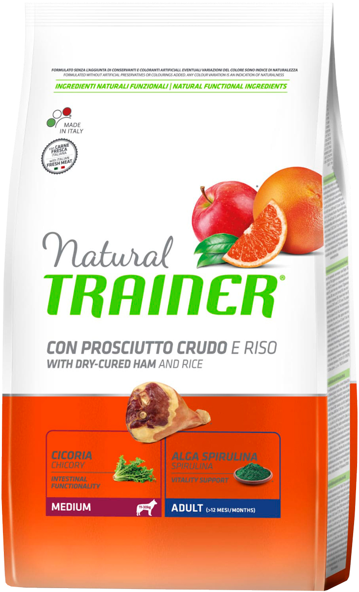 

Trainer Natural Medium Adult Dry-cured Ham & Rice для взрослых собак средних пород с сыровяленой ветчиной и рисом (12 кг)