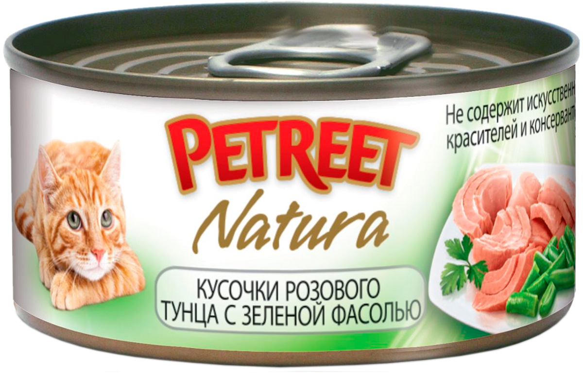 

Petreet Natura для взрослых кошек с тунцом и зеленой фасолью (70 гр)