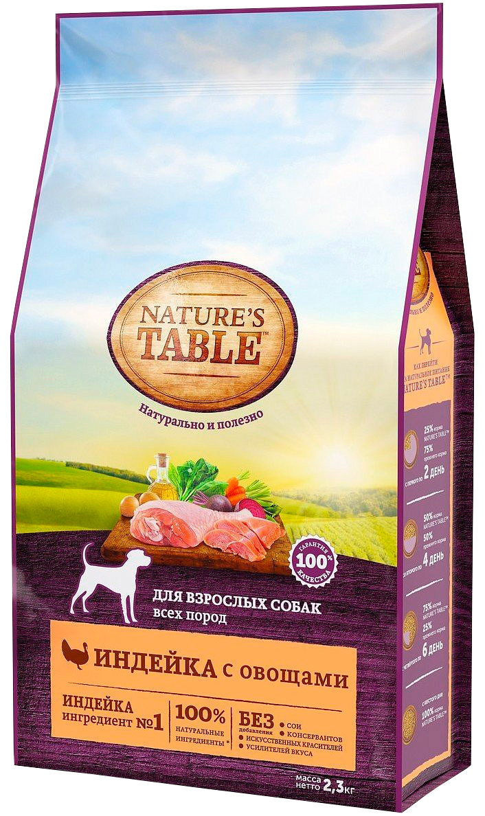 

Nature's Table для взрослых собак всех пород с индейкой и овощами (0,8 кг)
