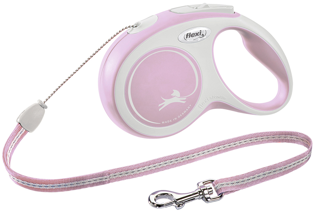 

Flexi New Comfort Cord тросовый поводок рулетка для животных 8 м размер S розовый (1 шт)