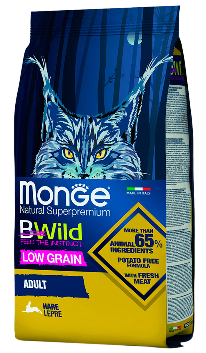 

Monge Bwild Low Grain Cat Hare низкозерновой для взрослых кошек с мясом зайца (1,5 кг)