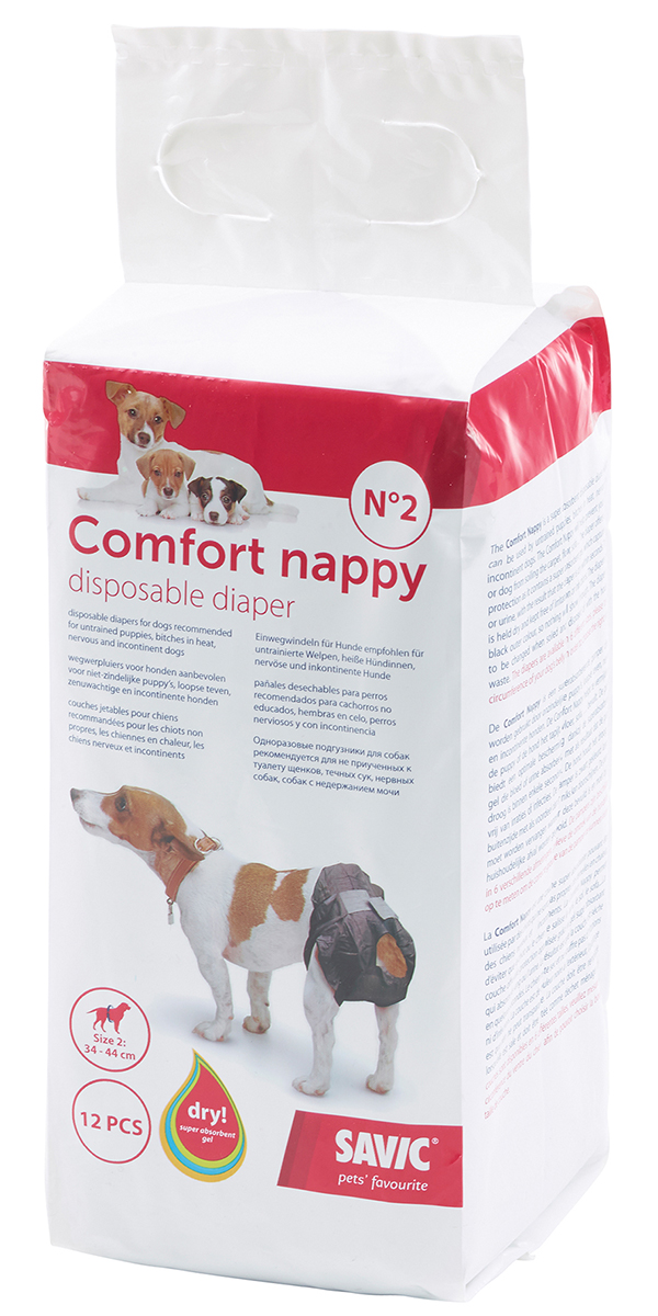

Подгузники для собак Savic Comfort Nappy № 2 34 - 44 см 12 шт ( 1 шт)