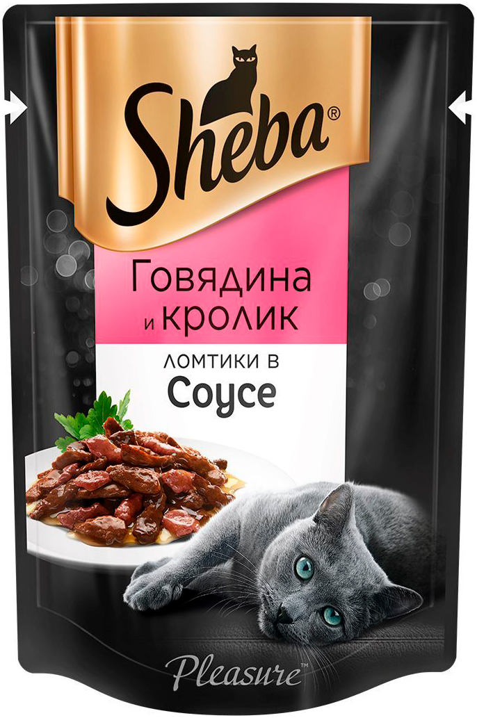 

Sheba Pleasure для взрослых кошек ломтики в соусе с говядиной и кроликом (85 гр)