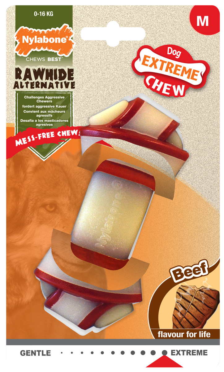 

Игрушка для собак Nylabone Rawhide Knot Bone Beef узел экстра-жесткий с ароматом говядины M (1 шт)