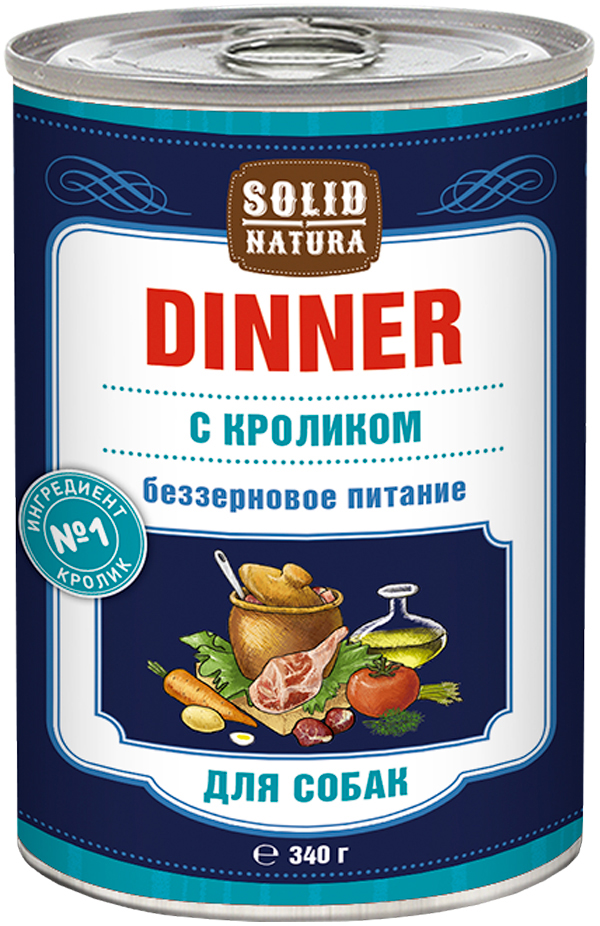 

Solid Natura Dinner беззерновые для взрослых собак с кроликом (340 гр)
